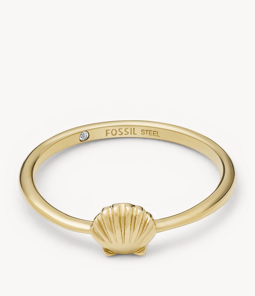 Fossil Georgia By The Shore Stainless Steel Shell Ring Dame Guld | BGPLJK-589