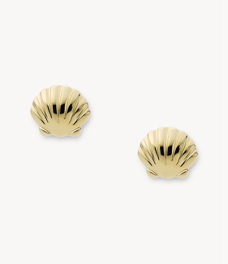 Fossil Georgia By The Shore Stainless Steel Shell Stud Øreringe Dame Guld | PWHNMY-536