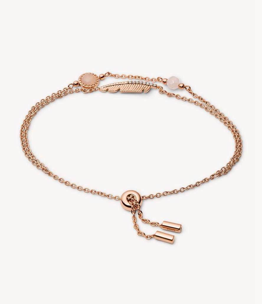 Fossil Georgia Feather Tone Stainless Steel Multi-Strand Armbånd Dame Lyserød Guld | IEXFTZ-964