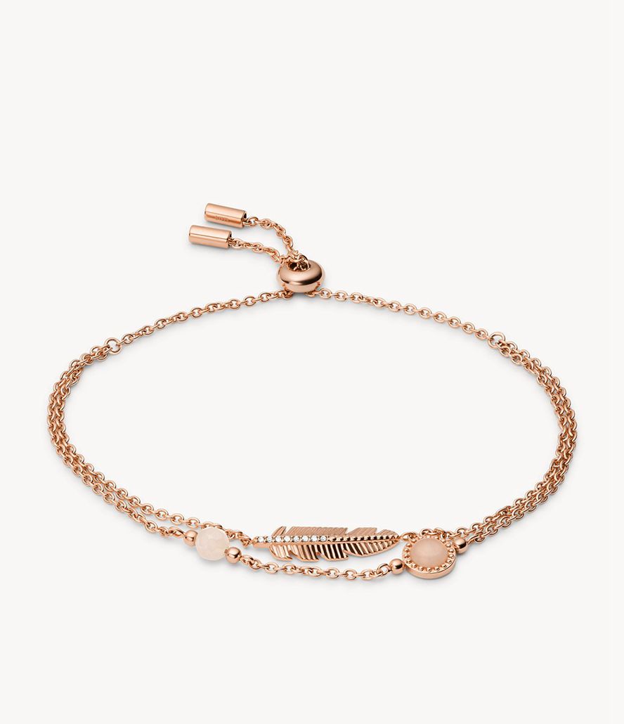 Fossil Georgia Feather Tone Stainless Steel Multi-Strand Armbånd Dame Lyserød Guld | IEXFTZ-964