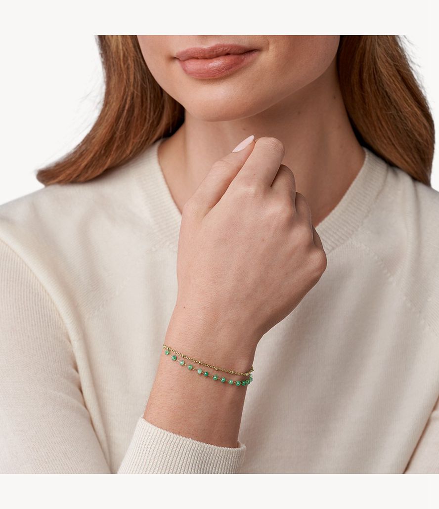 Fossil Georgia Modern Meadows Jade Beaded Armbånd Dame Guld | QKTIOS-085