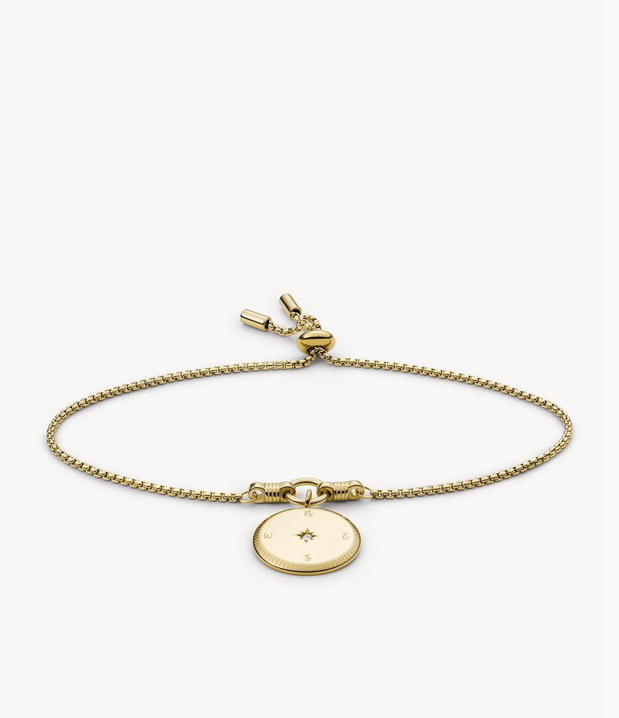 Fossil Georgia New Years Intentions Stainless Steel Chain Armbånd Dame Guld | SRNIQE-429