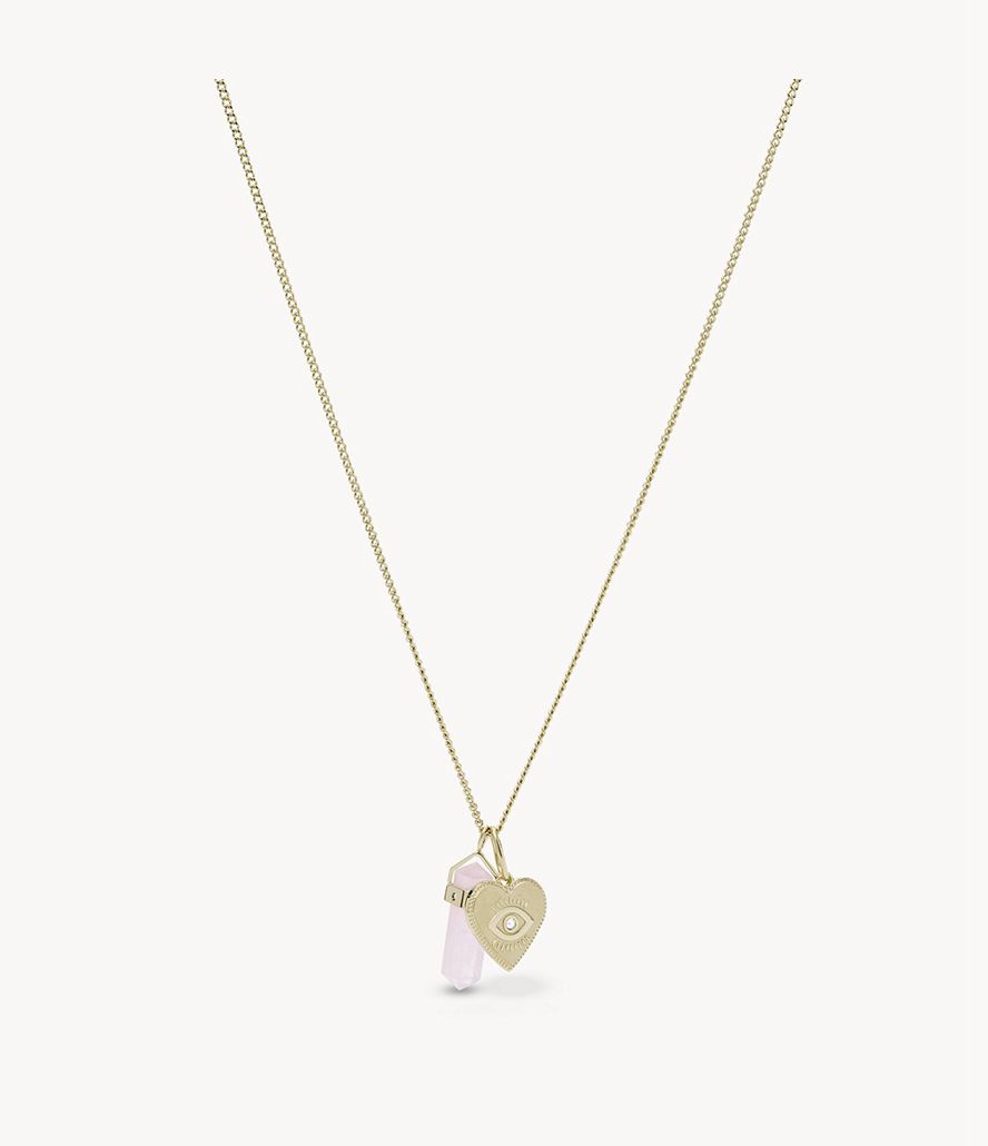 Fossil Georgia Power Of Crystals Rose Quartz Pendant Halskæder Dame Guld | BNTLJX-218