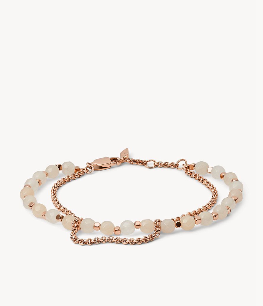 Fossil Georgia Semi-Precious Double-Chain Armbånd Dame Lyserød | TALEYI-197