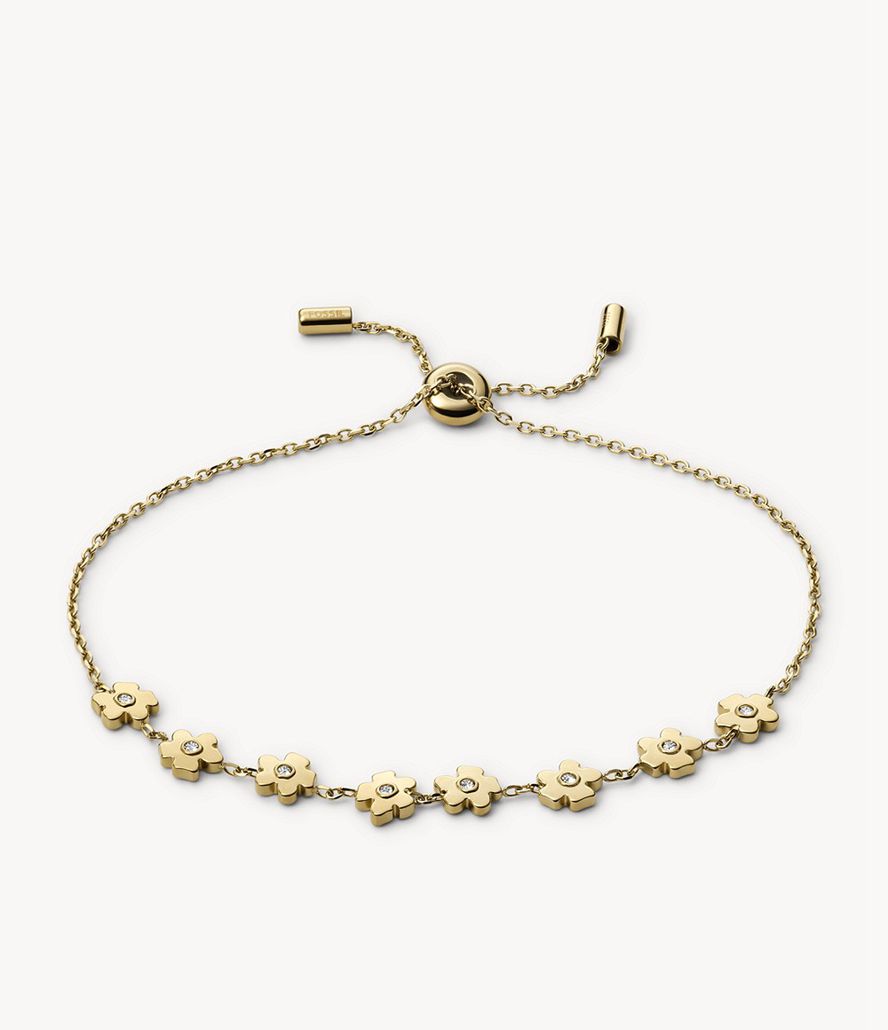 Fossil Georgia Vintage Flower Stainless Steel Station Armbånd Dame Guld | ULJGMX-825