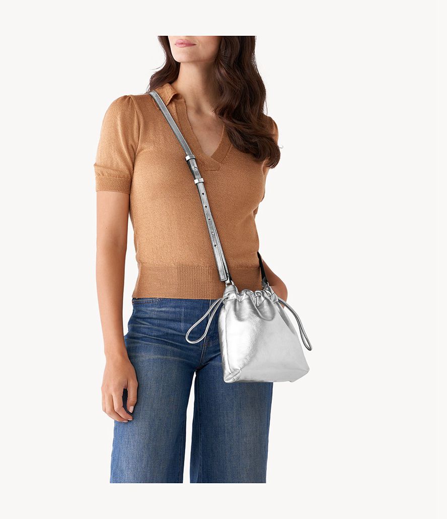 Fossil Gigi Drawstring Crossbody Taske Dame Sølv | SFRCTM-145