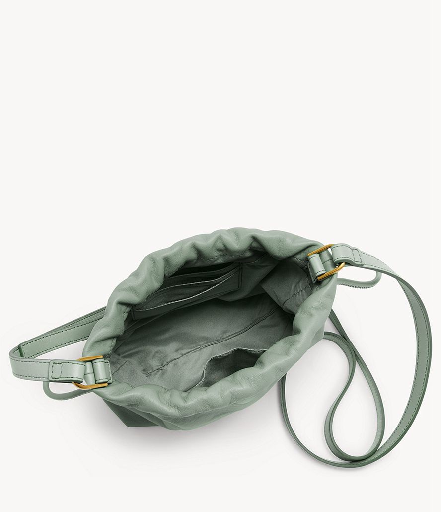 Fossil Gigi Small Drawstring Crossbody Taske Dame Grøn | HRQKMD-305