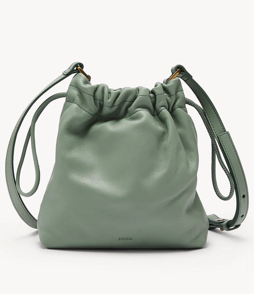 Fossil Gigi Small Drawstring Crossbody Taske Dame Grøn | HRQKMD-305