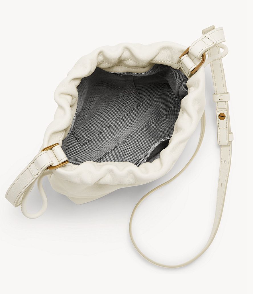 Fossil Gigi Small Drawstring Crossbody Taske Dame Hvide | TRZDWF-287