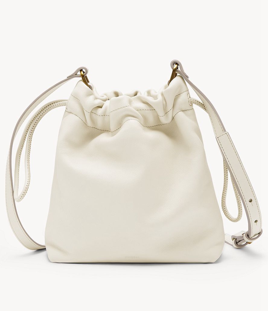 Fossil Gigi Small Drawstring Crossbody Taske Dame Hvide | TRZDWF-287