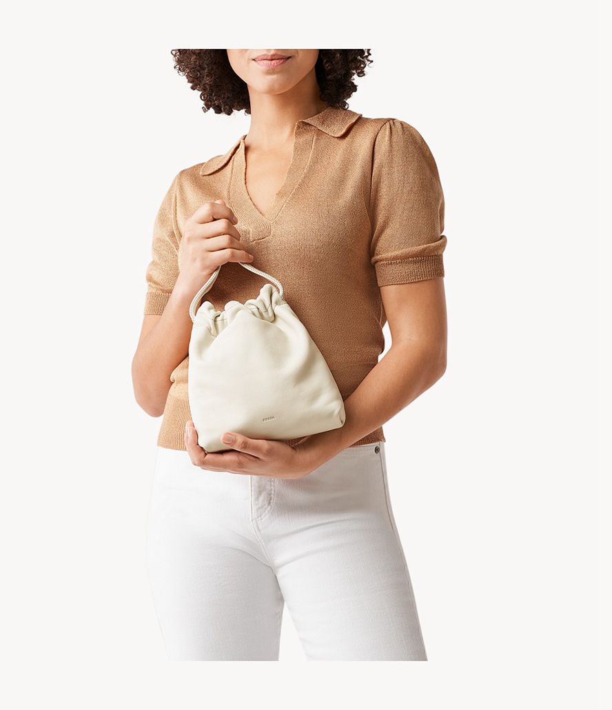 Fossil Gigi Small Drawstring Crossbody Taske Dame Hvide | TRZDWF-287