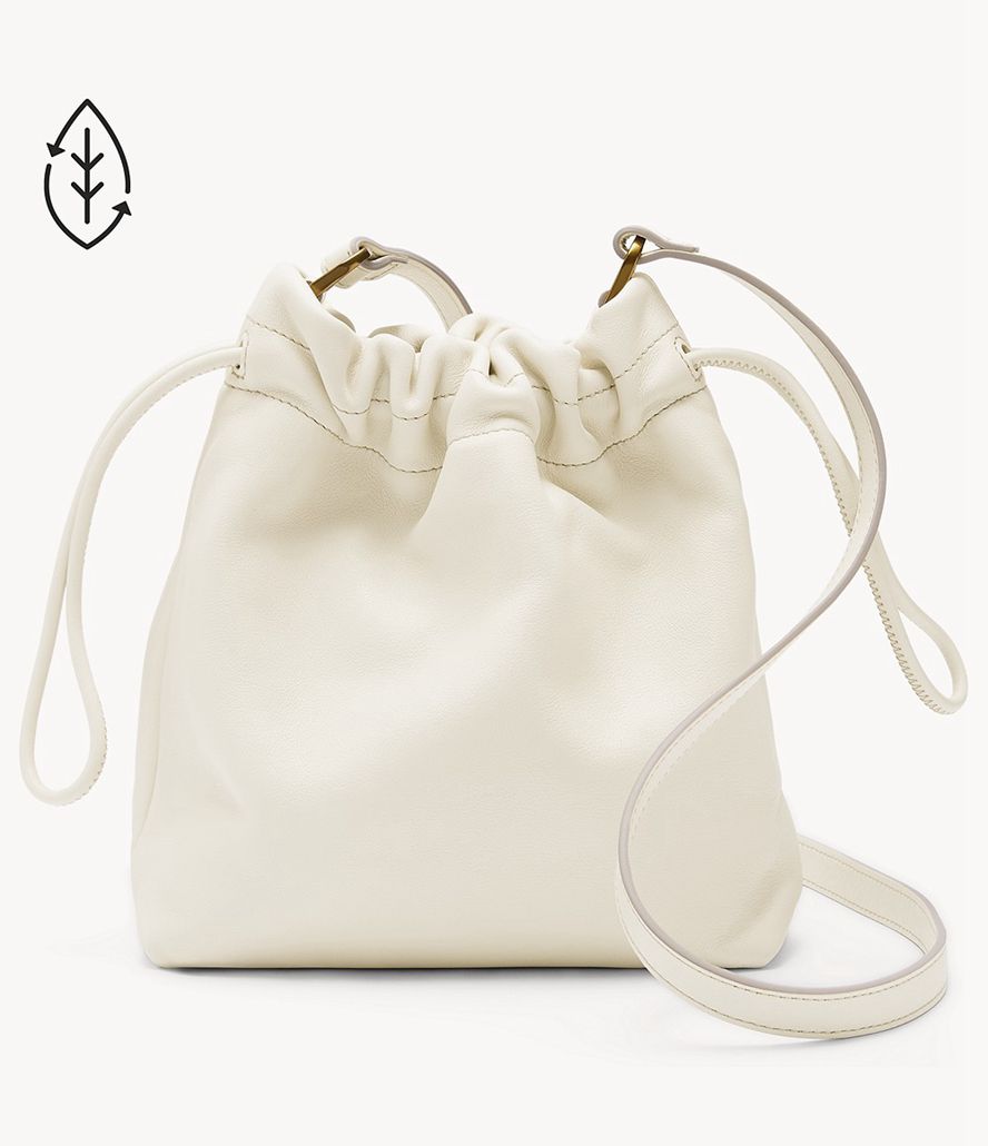 Fossil Gigi Small Drawstring Crossbody Taske Dame Hvide | TRZDWF-287