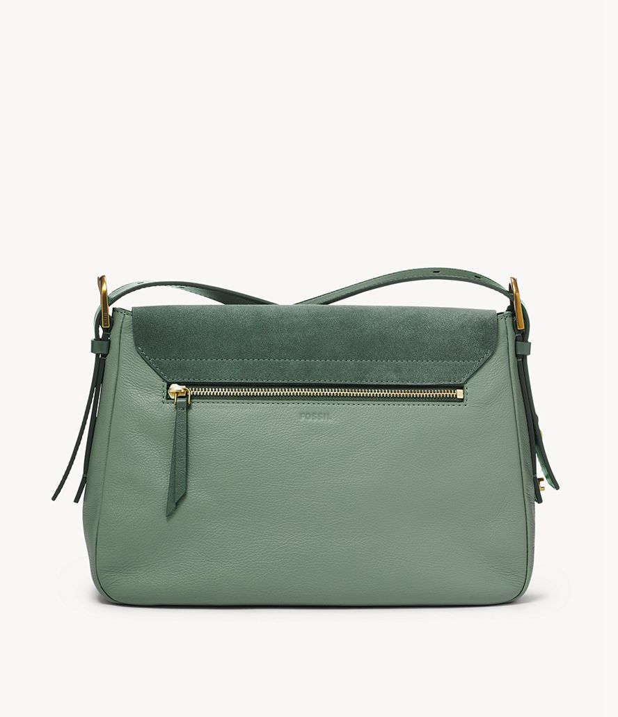 Fossil Harper Flap Crossbody Taske Dame Grøn | QOGRWK-273