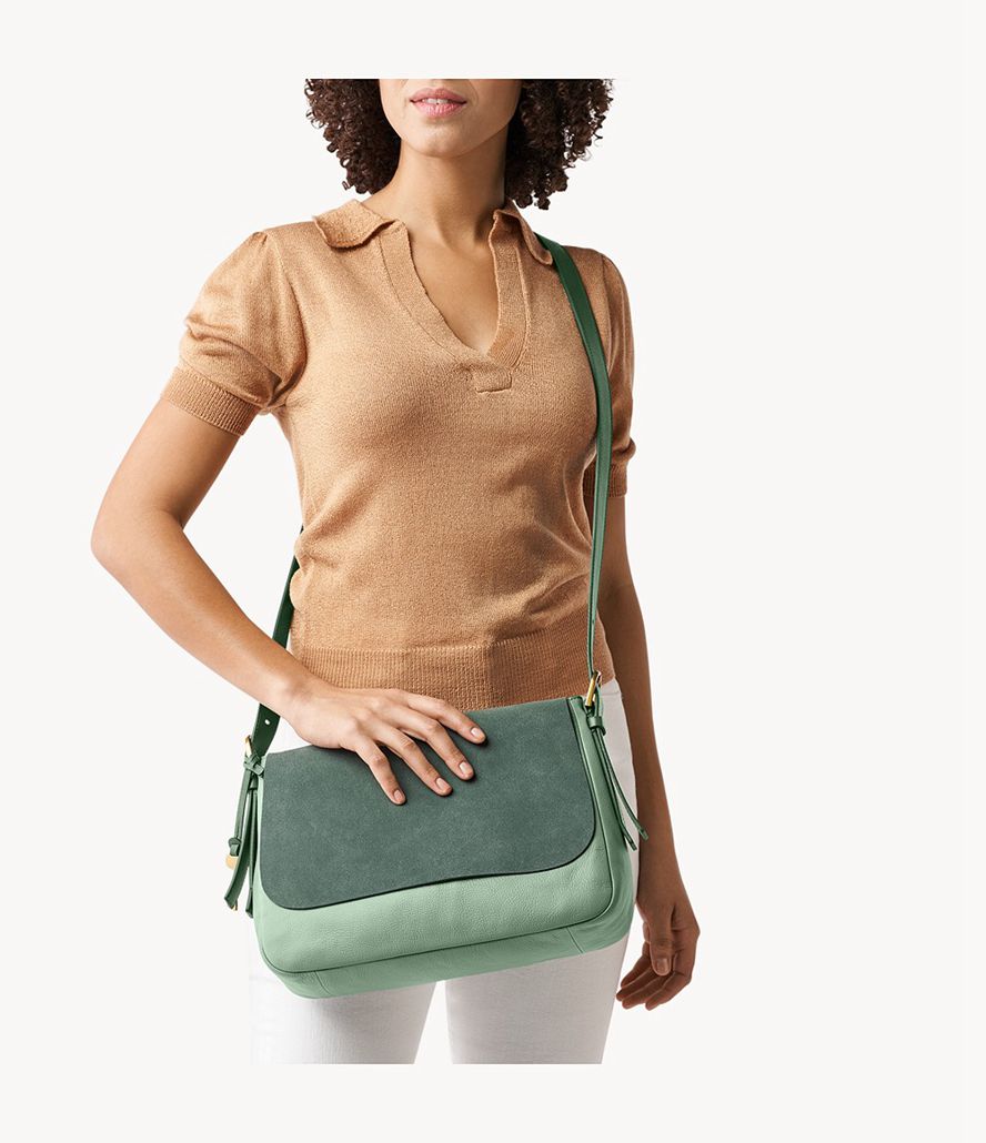 Fossil Harper Flap Crossbody Taske Dame Grøn | QOGRWK-273