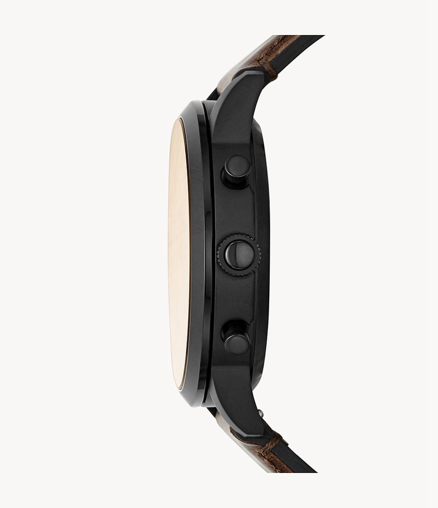 Fossil Hybrid Hr Collider Læder And Rubber Smarture Herre Sort | BKCSGW-402