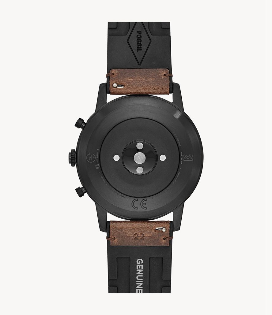 Fossil Hybrid Hr Collider Læder And Rubber Smarture Herre Sort | BKCSGW-402