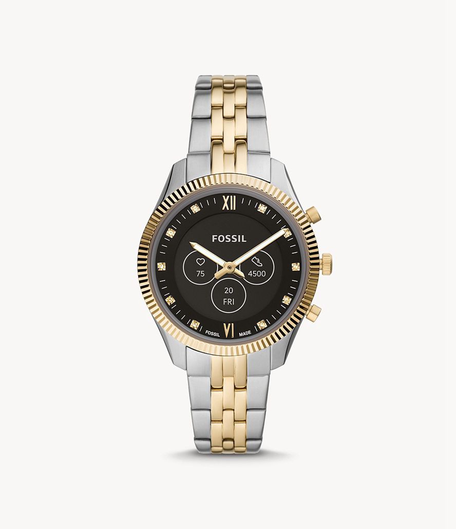 Fossil Hybrid Hr Scarlette Two-Tone Stainless Steel Smarture Dame Sort | NVCMLO-194