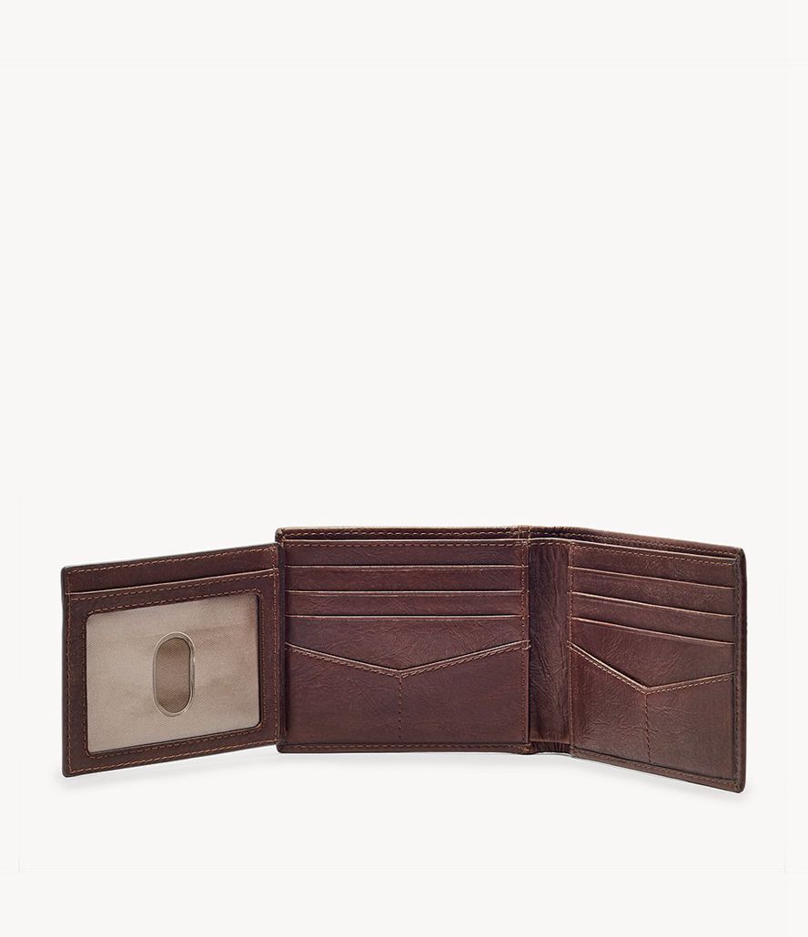 Fossil Ingram Rfid With Flip Id Bifold Tegnebog Herre Brune | EBSVRC-105