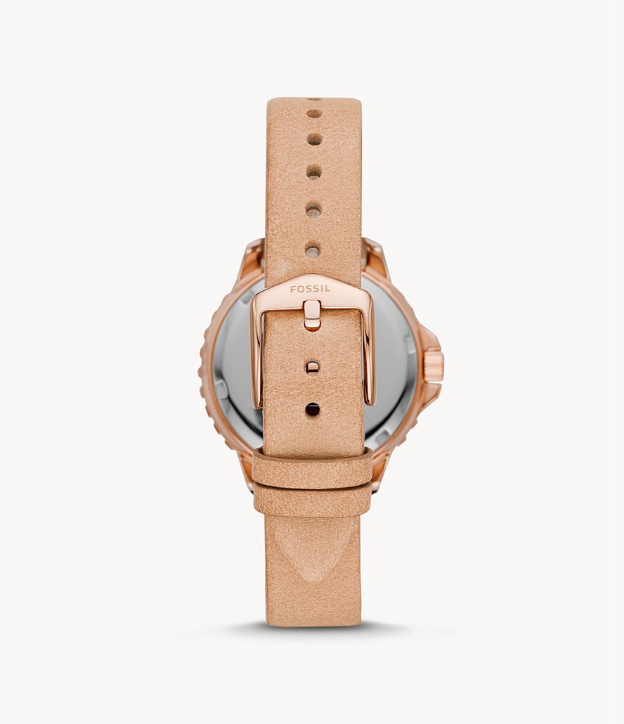 Fossil Izzy Multifunktion Læder Ure Dame Lyserød Guld | WYQXTB-718