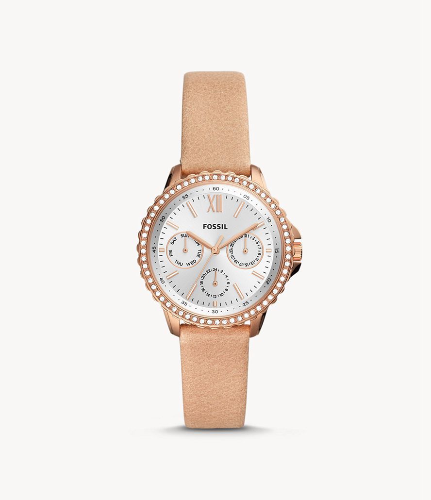 Fossil Izzy Multifunktion Læder Ure Dame Lyserød Guld | WYQXTB-718