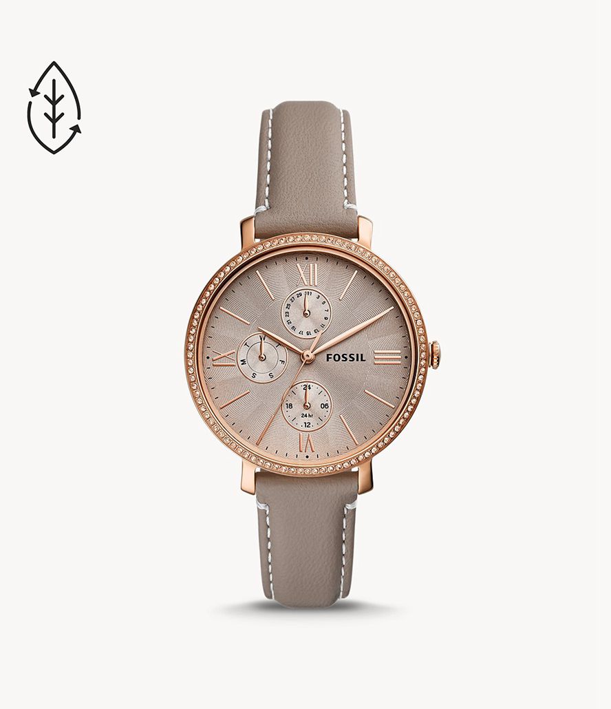 Fossil Jacqueline Multifunktion Eco Læder Ure Dame Lyserød Guld | YOCRDU-645