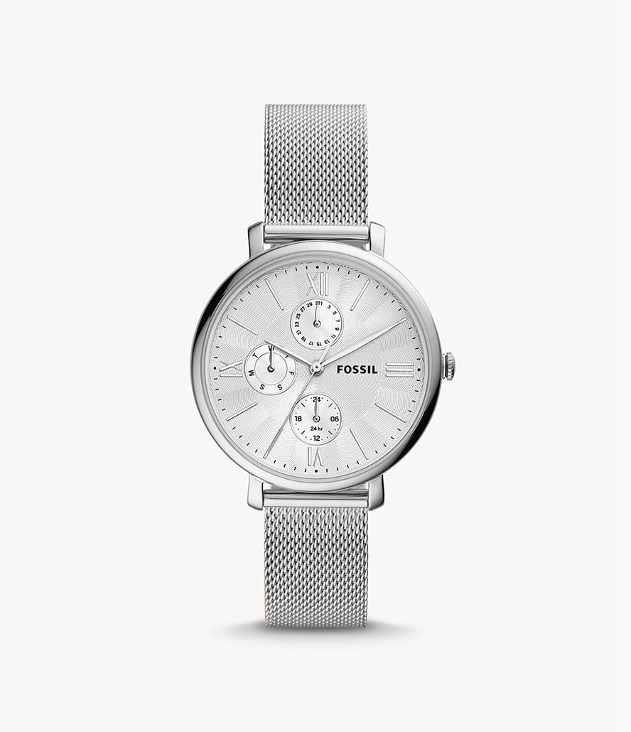 Fossil Jacqueline Multifunktion Stainless Steel Mesh Ure Dame Sølv | IBDWRE-348