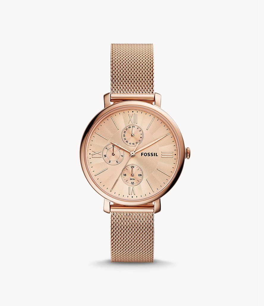 Fossil Jacqueline Multifunktion Tone Stainless Steel Mesh Ure Dame Lyserød Guld | MJVBDS-640