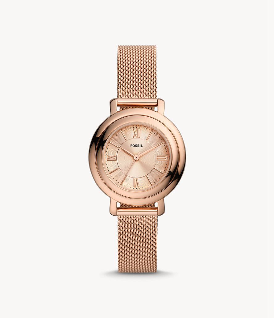 Fossil Jacqueline Reversible Three-Hand Tone Stainless Steel Mesh Ure Dame Lyserød Guld | RFYLIC-036