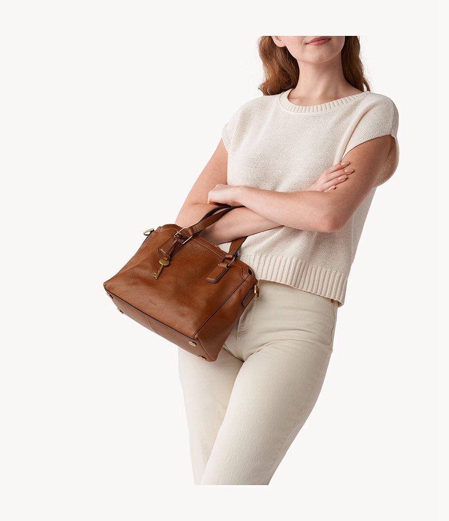 Fossil Jacqueline Satchel Taske Dame Brune | JVWYZR-360