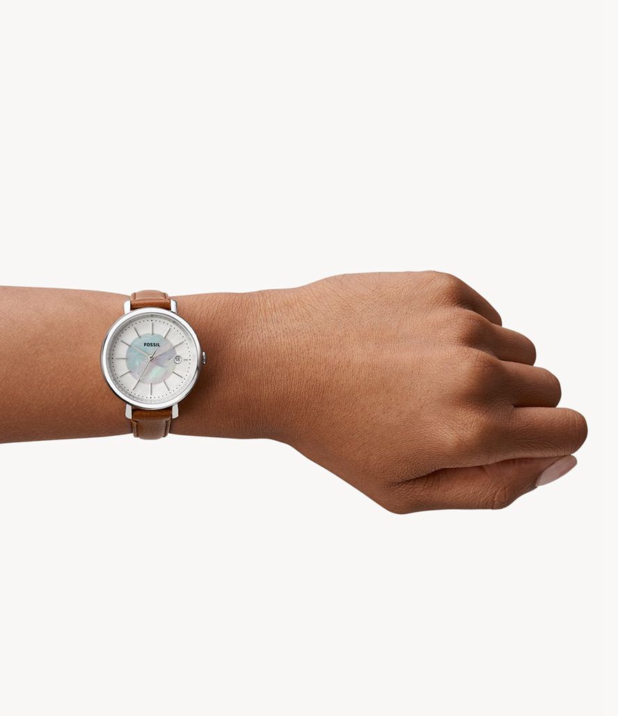 Fossil Jacqueline Solar-Powered Eco Læder Ure Dame Sølv | HACWVY-873