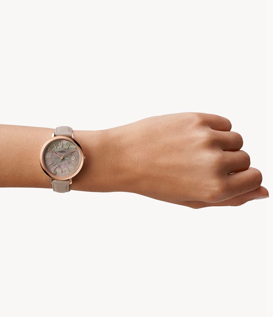 Fossil Jacqueline Solar-Powered Eco Læder Ure Dame Lyserød Guld | YZCUEW-697