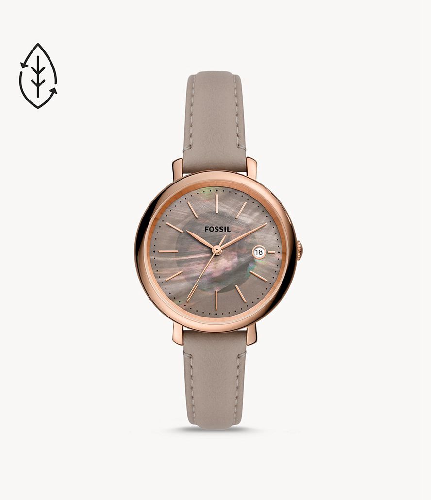 Fossil Jacqueline Solar-Powered Eco Læder Ure Dame Lyserød Guld | YZCUEW-697