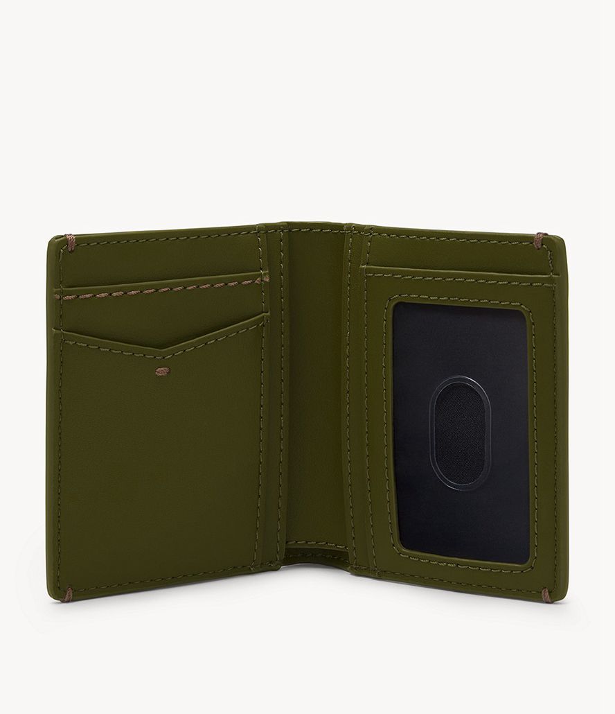 Fossil Joshua Cactus Læder Front Bifold Tegnebog Herre Grøn | JIULMY-981