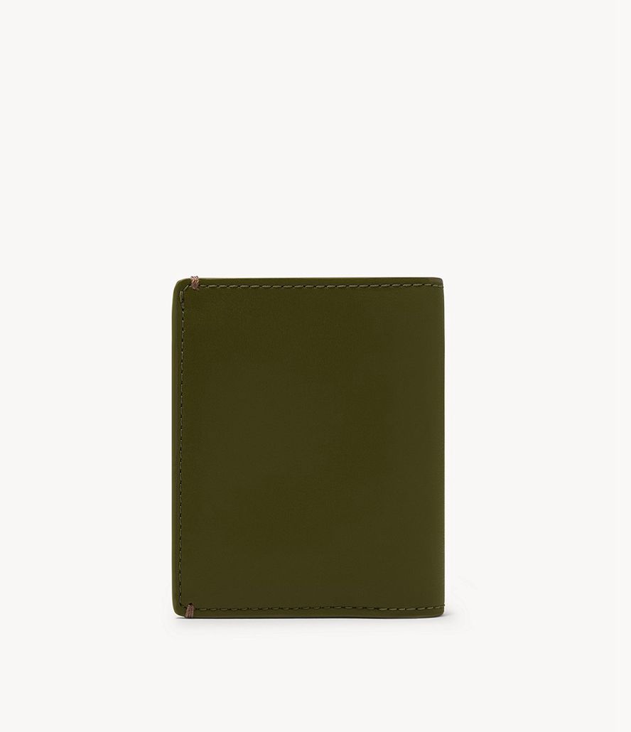 Fossil Joshua Cactus Læder Front Bifold Tegnebog Herre Grøn | JIULMY-981