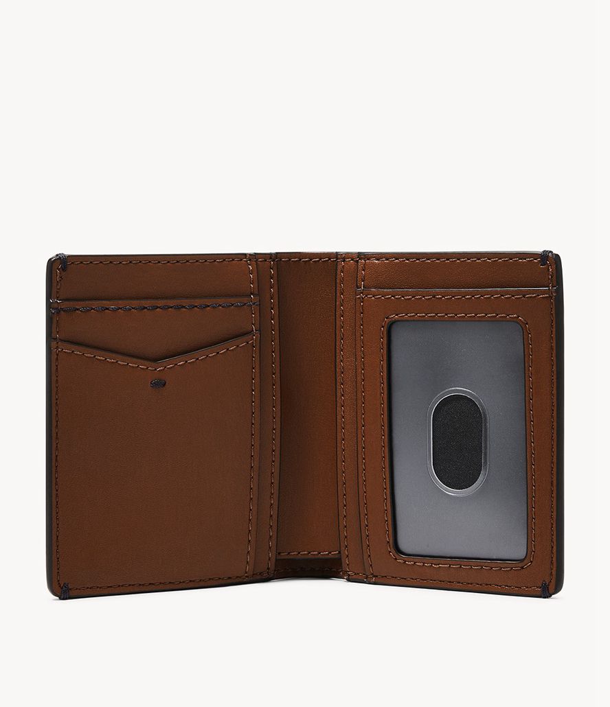 Fossil Joshua Cactus Læder Front Bifold Tegnebog Herre Brune | KZMBAN-623