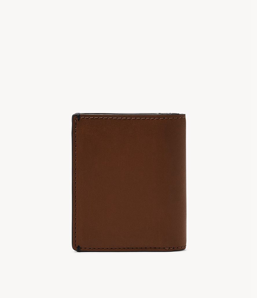 Fossil Joshua Cactus Læder Front Bifold Tegnebog Herre Brune | KZMBAN-623