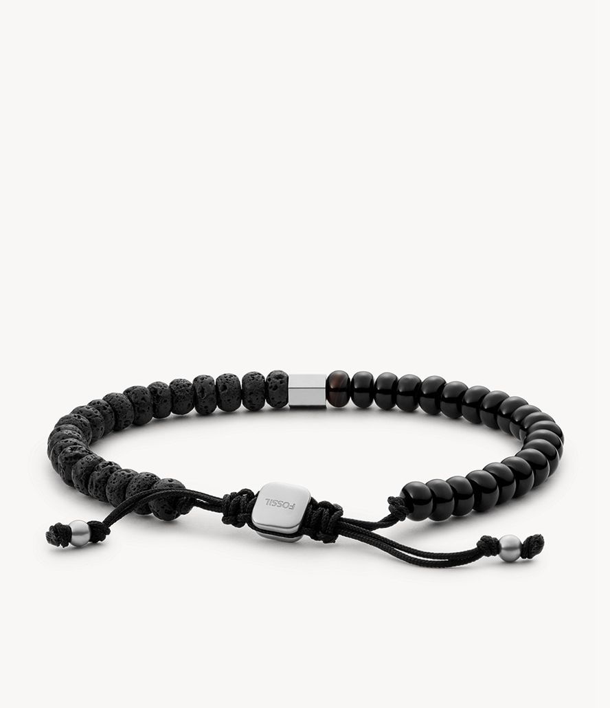 Fossil Joyful Expression Lava Stone And Onyx Beaded Armbånd Herre Sort | FADJTY-180