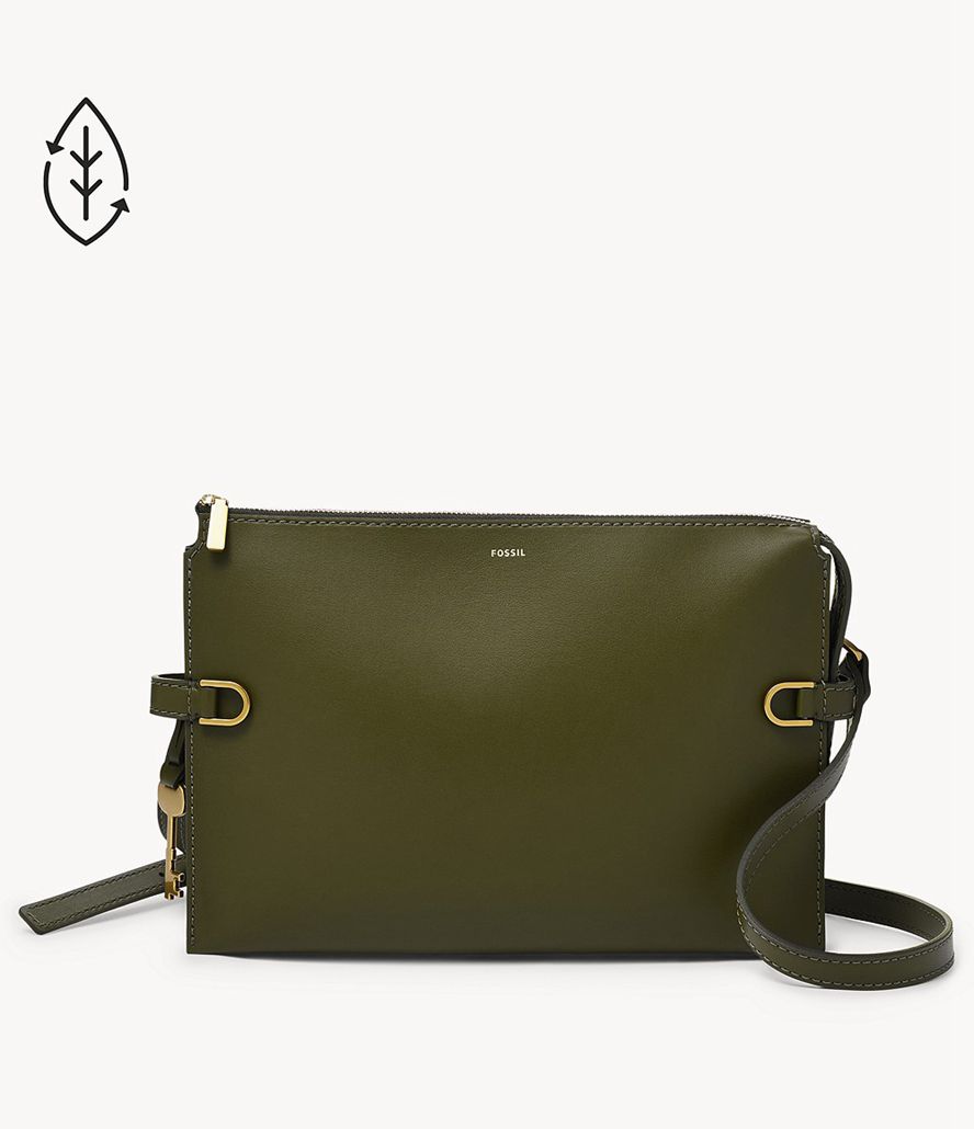 Fossil Kier Cactus Læder Crossbody Taske Dame Olivengrøn | KIVNCW-354