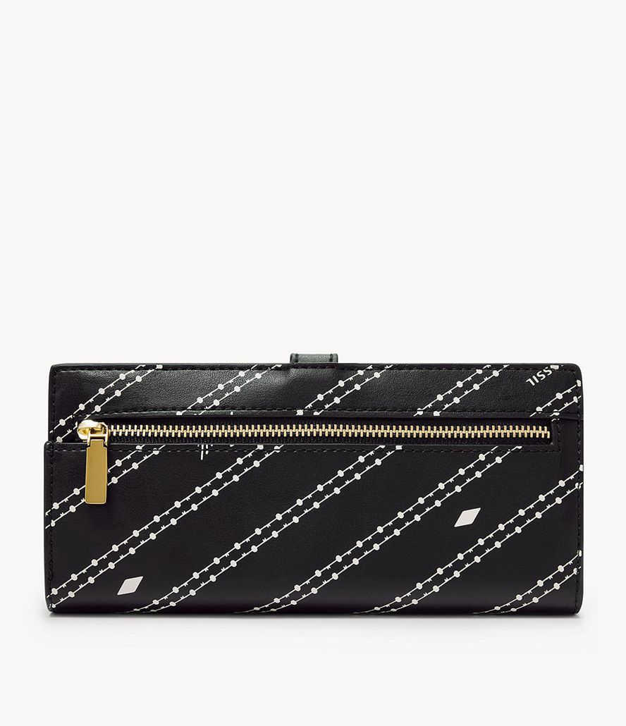 Fossil Kier Cactus Læder Tab Clutch Taske Dame Sort | TNSDEM-180