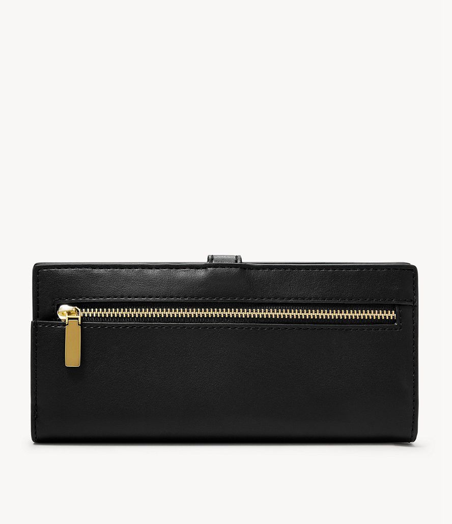 Fossil Kier Cactus Læder Tab Clutch Taske Dame Sort | ZTXUSJ-028