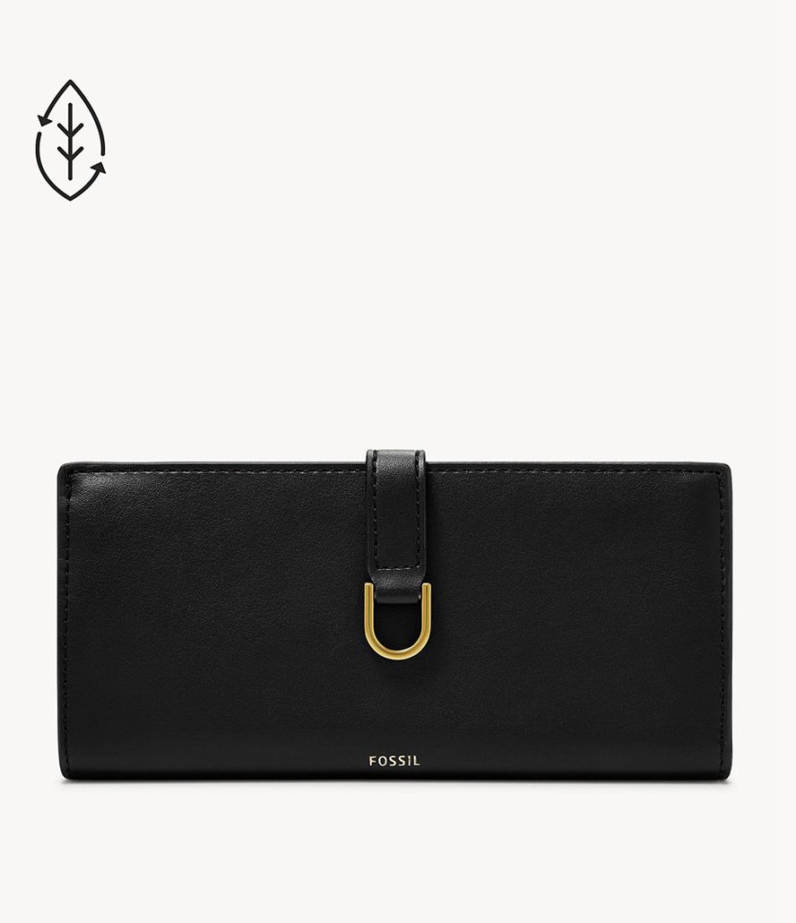 Fossil Kier Cactus Læder Tab Clutch Taske Dame Sort | ZTXUSJ-028