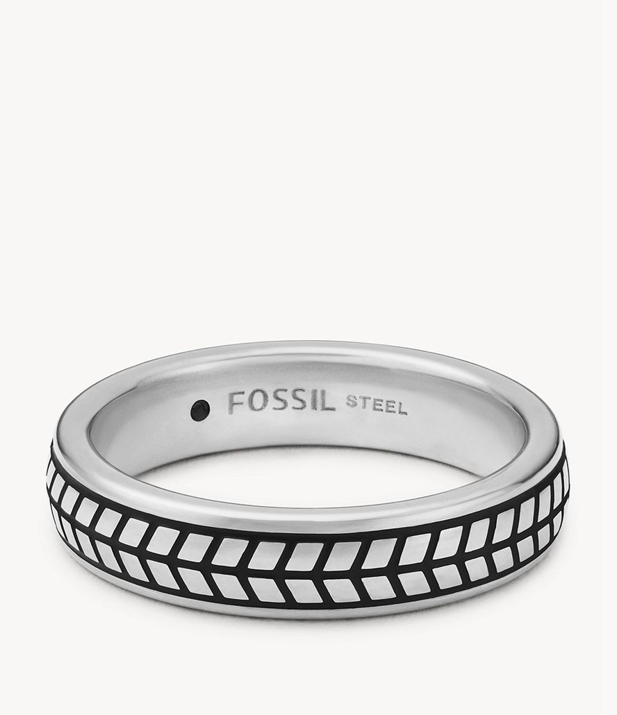 Fossil Kjole Chevron Stainless Steel Band Ring Herre Sølv | XFTAKP-786