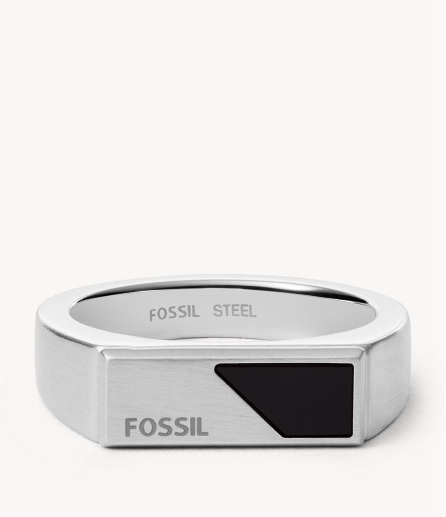 Fossil Kjole Dive Onyx Signet Ring Herre Sølv | SFRXMN-983