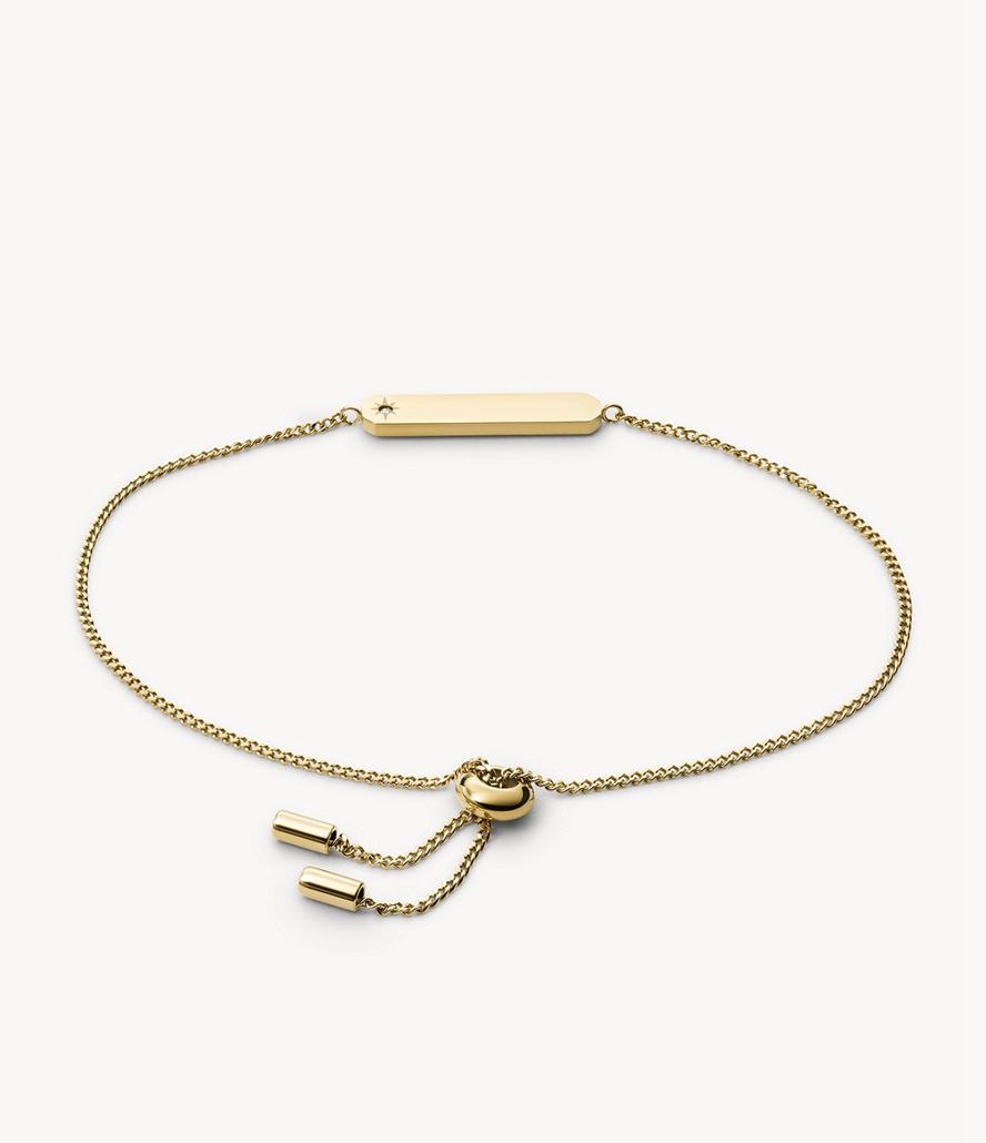 Fossil Lane Stainless Steel Bar Chain Armbånd Dame Guld | AWEVZS-817