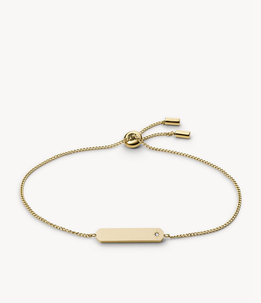 Fossil Lane Stainless Steel Bar Chain Armbånd Dame Guld | AWEVZS-817