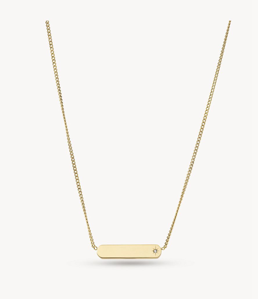 Fossil Lane Stainless Steel Bar Chain Halskæder Dame Guld | BWDSYR-416