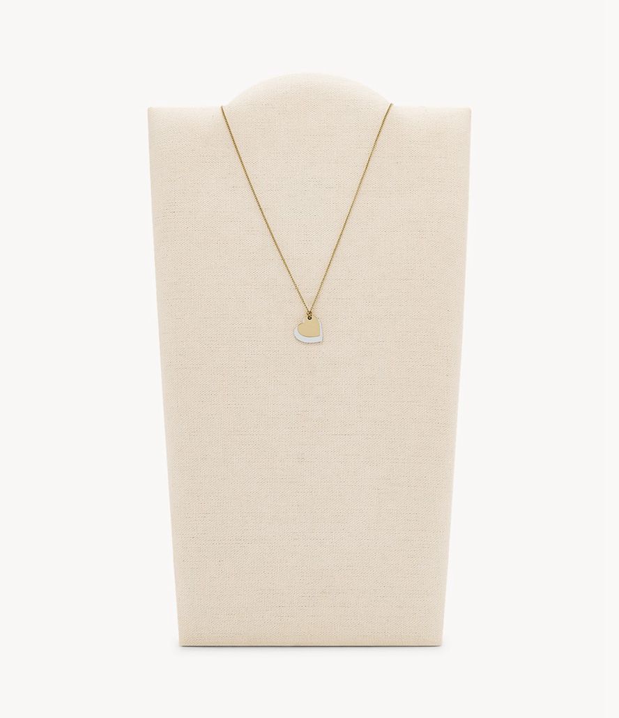 Fossil Lane Two-Tone Stainless Steel Heart Chain Halskæder Dame Guld | PRGFAJ-248