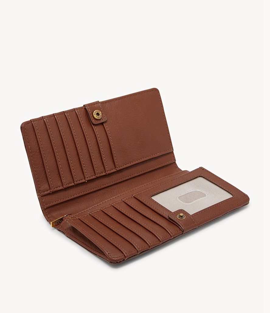 Fossil Liza Slim Bifold Tegnebog Dame Brune | PZNAMH-856