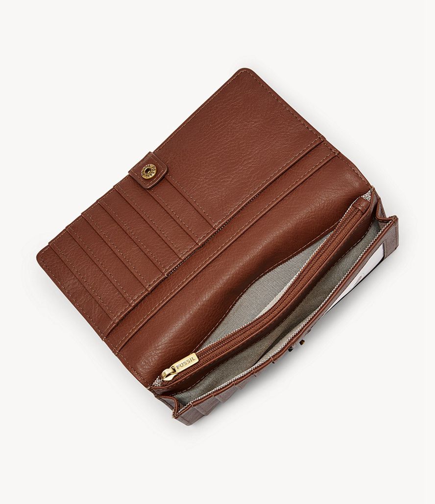 Fossil Liza Slim Bifold Tegnebog Dame Brune | PZNAMH-856