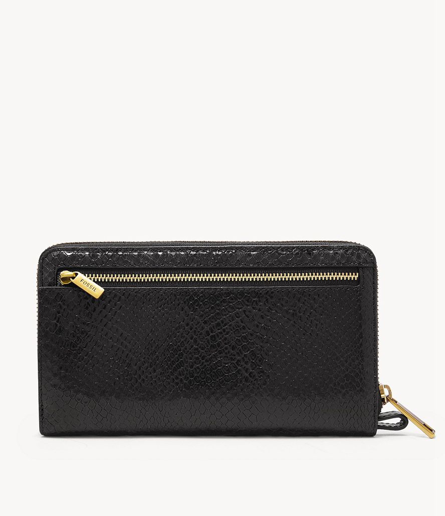 Fossil Liza Zip Around Clutch Taske Dame Sort | BFDSVN-603